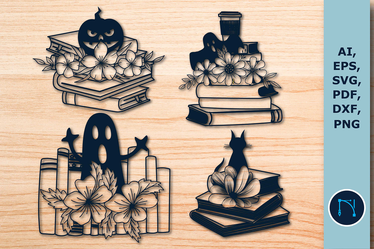 Halloween Book Lover SVG Bundle, a Graphic by NGISED
