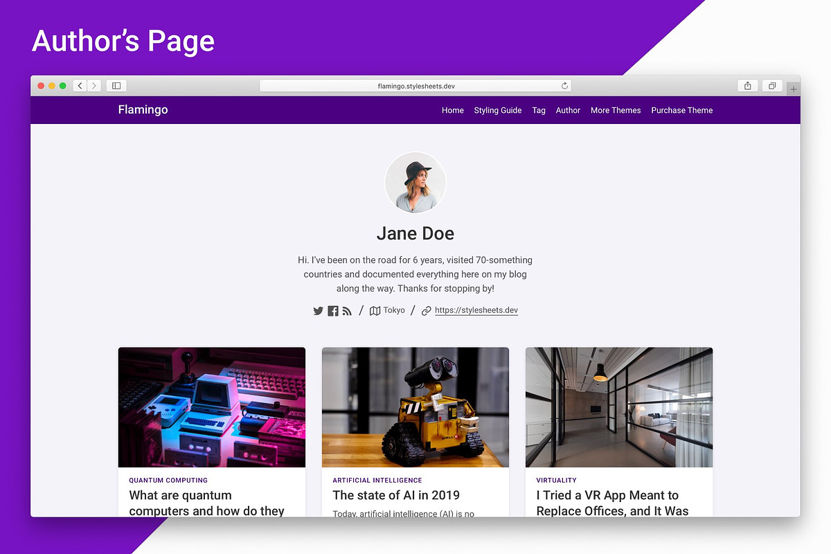 Flamingo - Ghost Blogging Theme, a Websites & App Template by Stylesheets.dev (Photo 4 of 6)
