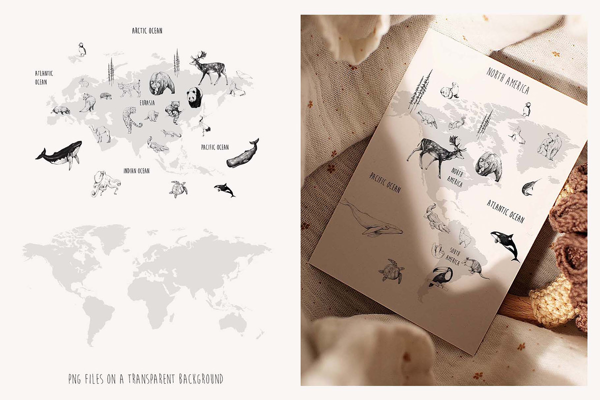 Animal World Map Creator, an Animal Illustration by Natalia Tugova (Photo 9 of 17)