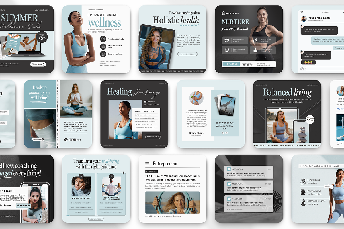Wellness Coach Social Media Bundle, a Social Media Template by DigiPax (Photo 9 of 15)