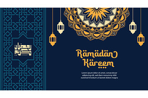 Ramadan Kareem greeting card poster, a Background Graphic by Saba Vector