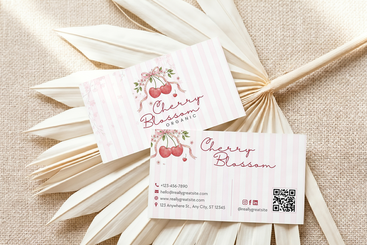 Cherry Blossom Business Card Canva, a Business Card Template by Arslan (Photo 5 of 7)