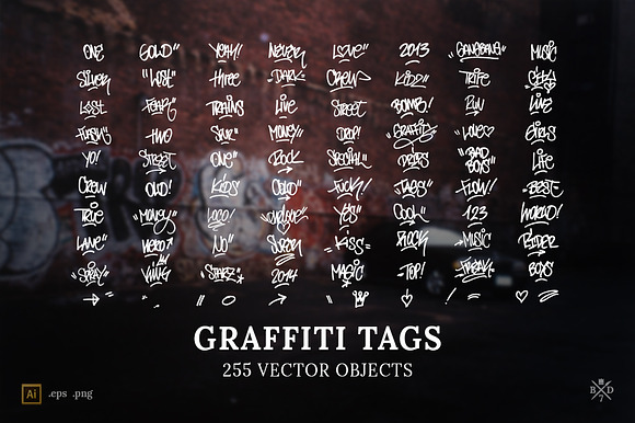 Graffiti Tags - 255 vector objects preview 6