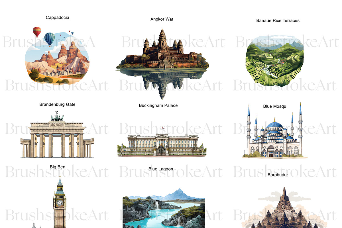 Landmarks Clipart, Pyramids, Travel, an Illustration by BrushstrokeArtGB (Photo 4 of 9)
