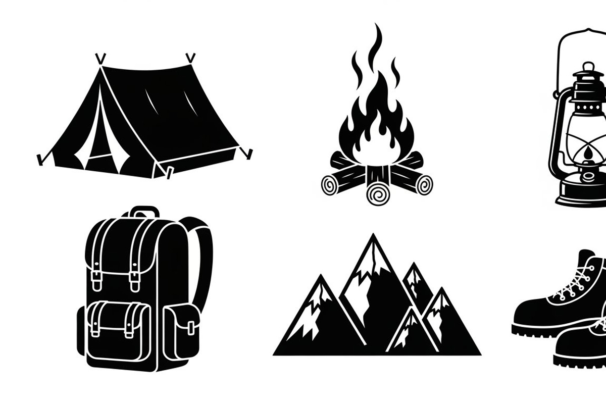 Camping Adventure Silhouette Icon, an Illustration by Artivon (Photo 46 of 51)