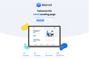 Monst - Tailwind Saas landing page, a HTML Template by AliThemes