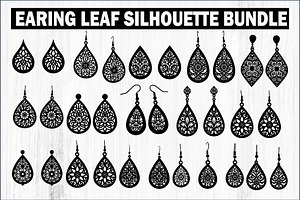 Leaf Earring Silhouette Bundle, a Pattern Graphic by jahid234
