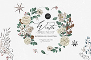 Winter Greenery Watercolor Set, an Illustration by NassyArt (Thumbnail 1 of 10)
