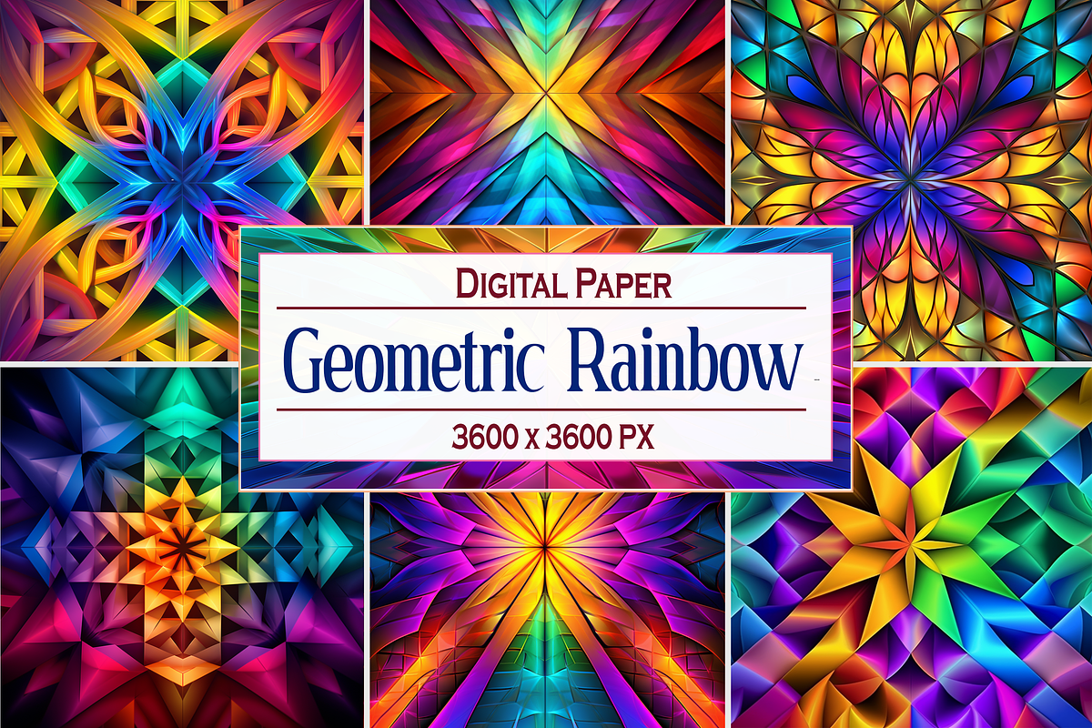 Geometric Rainbow Patterns, a Pattern Graphic by Printable Treasure (Photo 1 of 5)