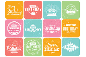 Happy Birthday typographic set