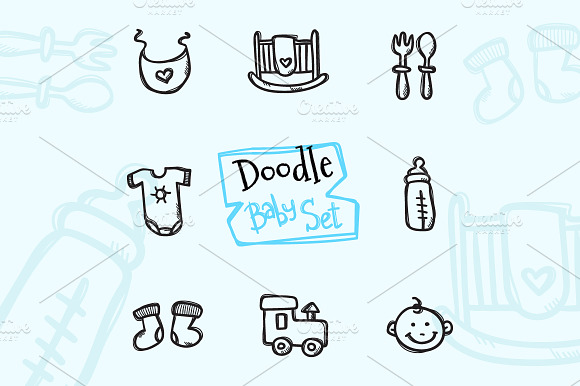 8 Doodle Icons. Baby Set