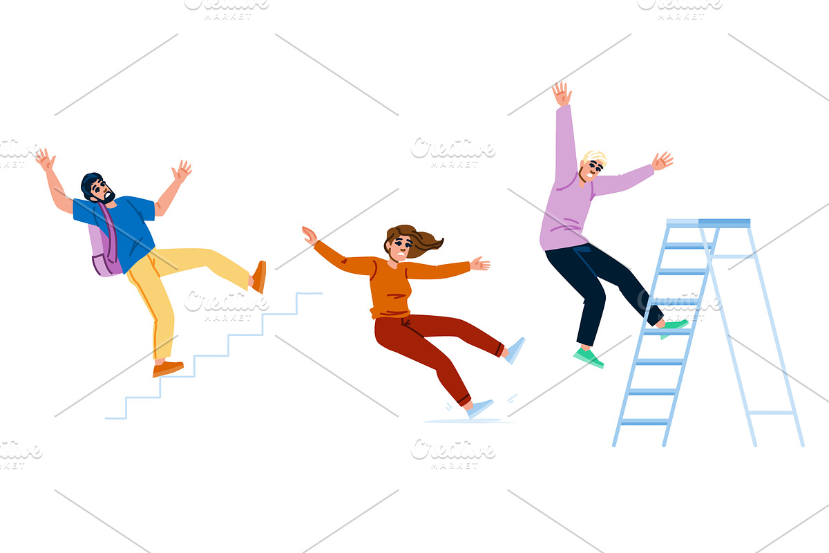 fracture falling accident injury, a Person Illustration by pikepicture