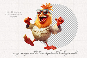 Cool Hipster Chicken Clipart