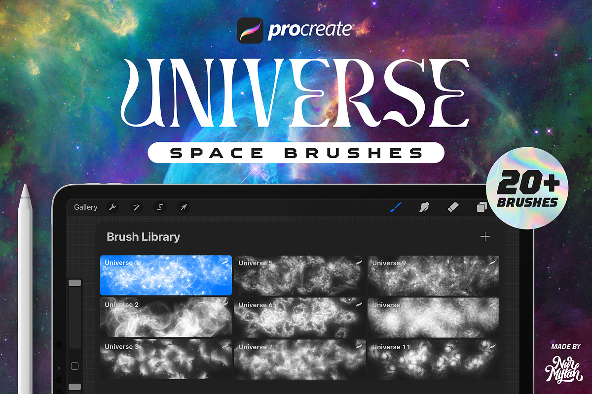 Procreate Universe Space Brushes, a Brush Add-On by Nurmiftah (Photo 1 of 8)