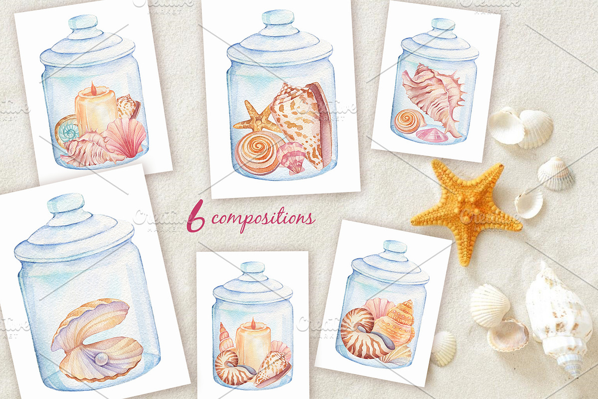 Watercolor Seashells, an Illustration by Irina Diasli (Photo 4 of 9)