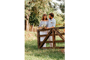 Eclectic rustic wedding couple