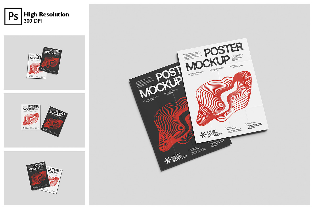 Modern Poster Design Mockup, an Advertising Mockup by Gatamotion (Photo 1 of 5)