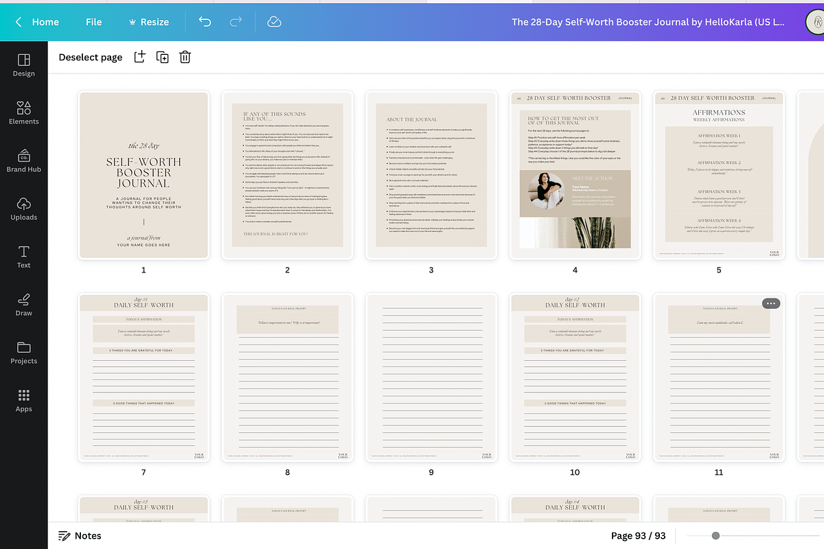 Self Worth Booster Journal Canva, a Presentation Template by HelloKarla (Photo 5 of 5)