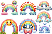 Watercolor Cute Rainbow Clipart PNG, an Illustration by Designworld (Thumbnail 4 of 5)