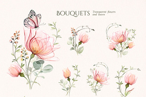 Transparent Blush Garden Watercolor