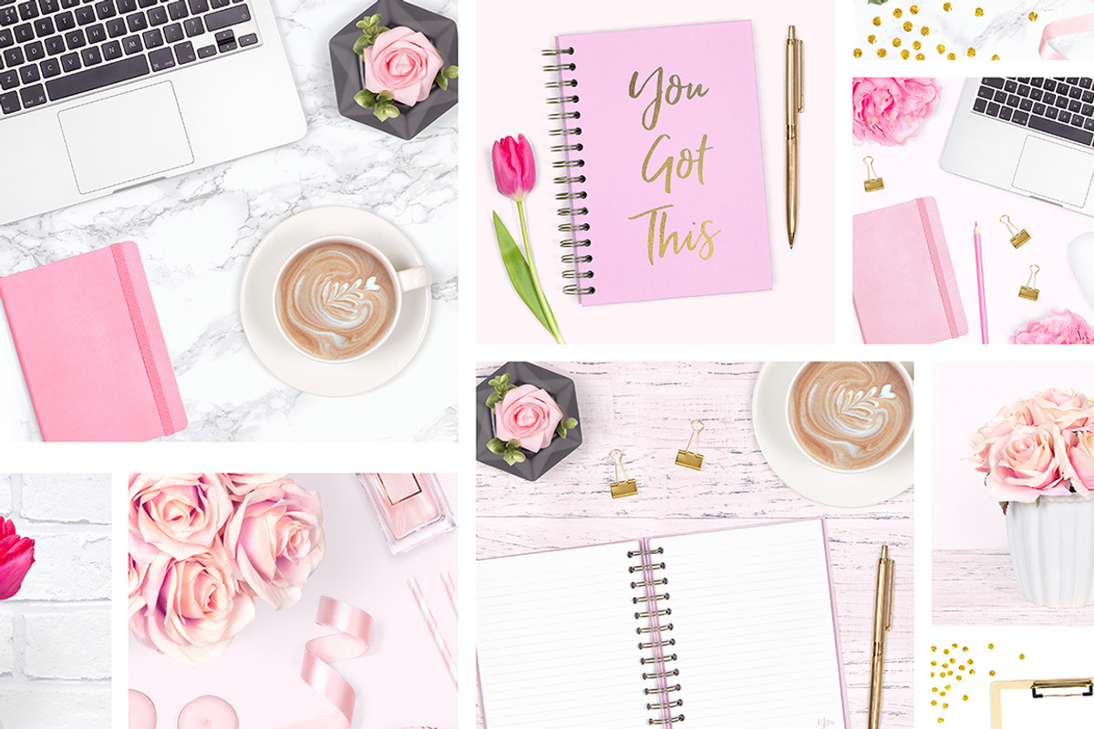 Feminine Desk Stock Photo Bundle, an iPad Mockup by Pixomize (Photo 3 of 5)