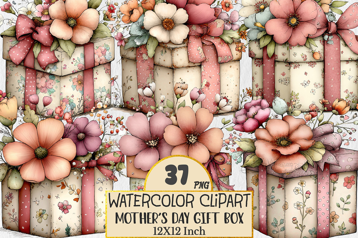 Mother's Day Gift Box Clipart, an Illustration by Rose Art (Photo 1 of 5)