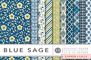Blue Sage Digital Paper, a Pattern Graphic by Clover & Lilly (Thumbnail 2 of 4)