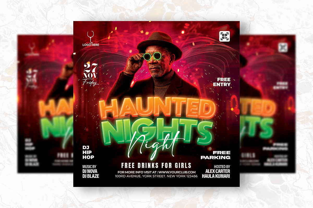 Haunted Night Party Flyer Design, a Flyer Template by Shajib Shikder (Photo 2 of 2)