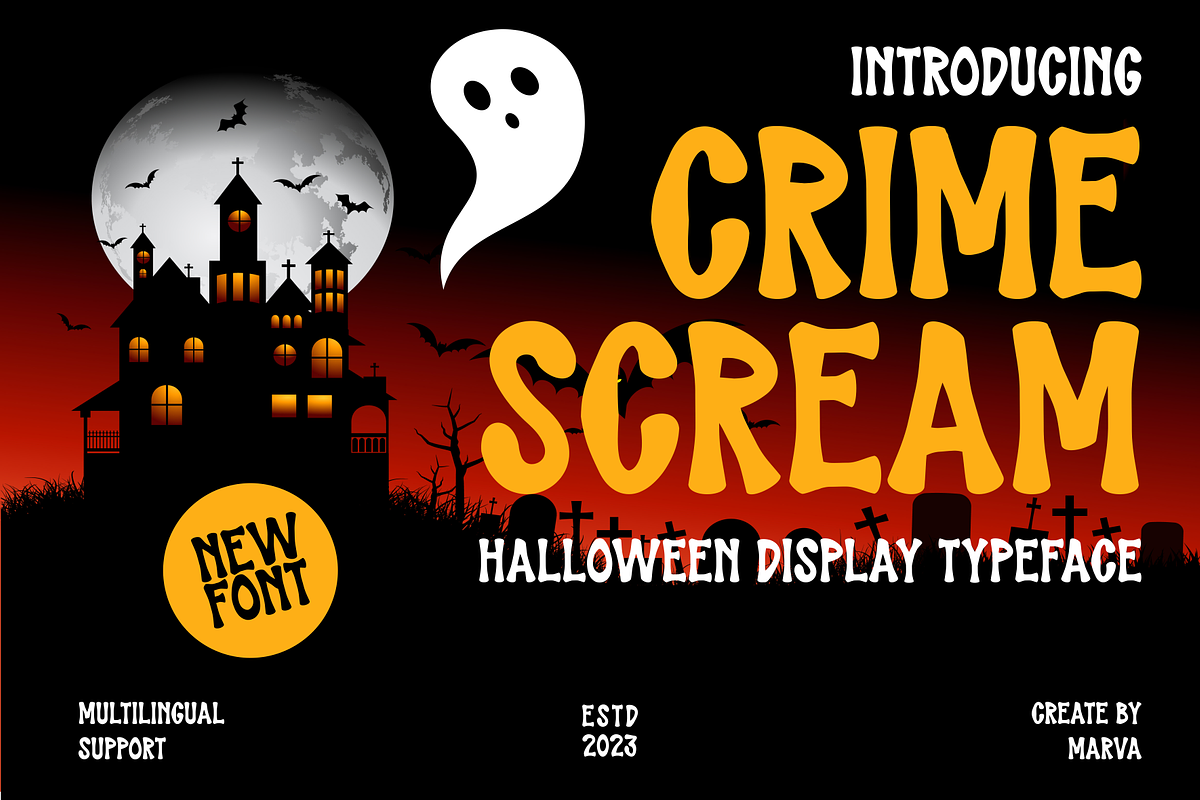 Crime Scream - Halloween Display, a Handwritten Font by Marvadesign (Photo 1 of 6)