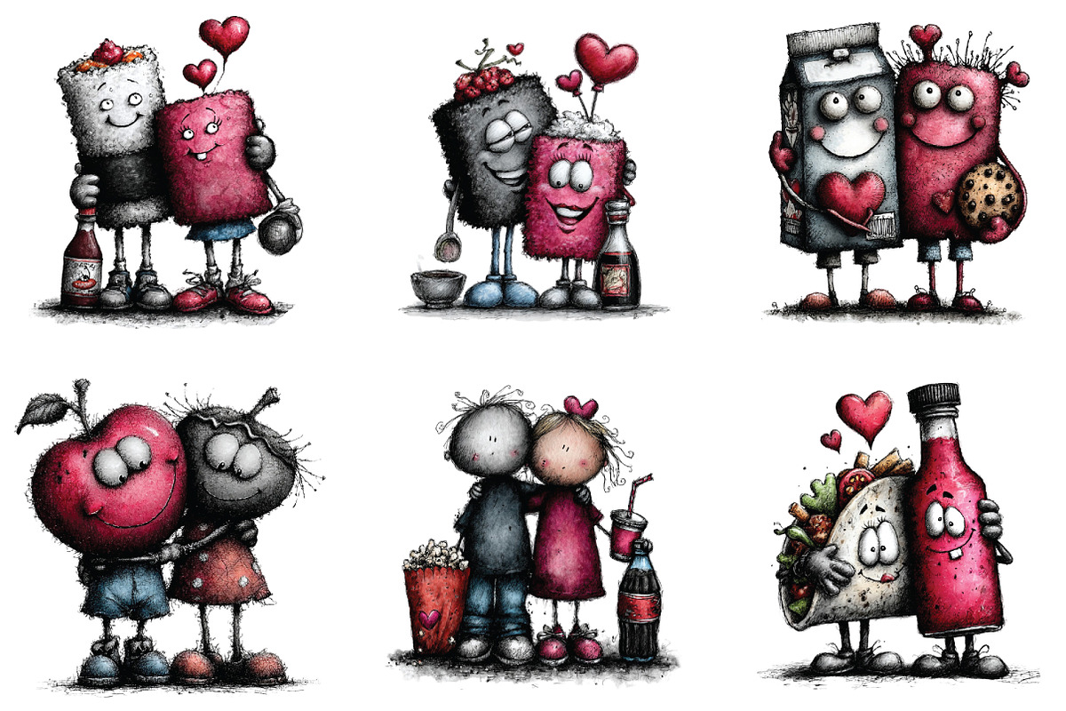 Whimsical Valentine Food Pairs Clipa, an Illustration by CraftArtStudio (Photo 5 of 6)