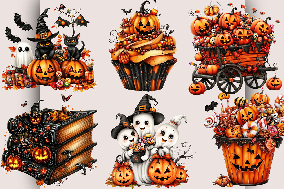 Whimsical Halloween Clipart PNG, a Seasonal Illustration by SVGArt (Photo 2 of 5)