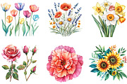 Watercolor Flower Collection Clipart, an Illustration by Designking (Thumbnail 3 of 5)
