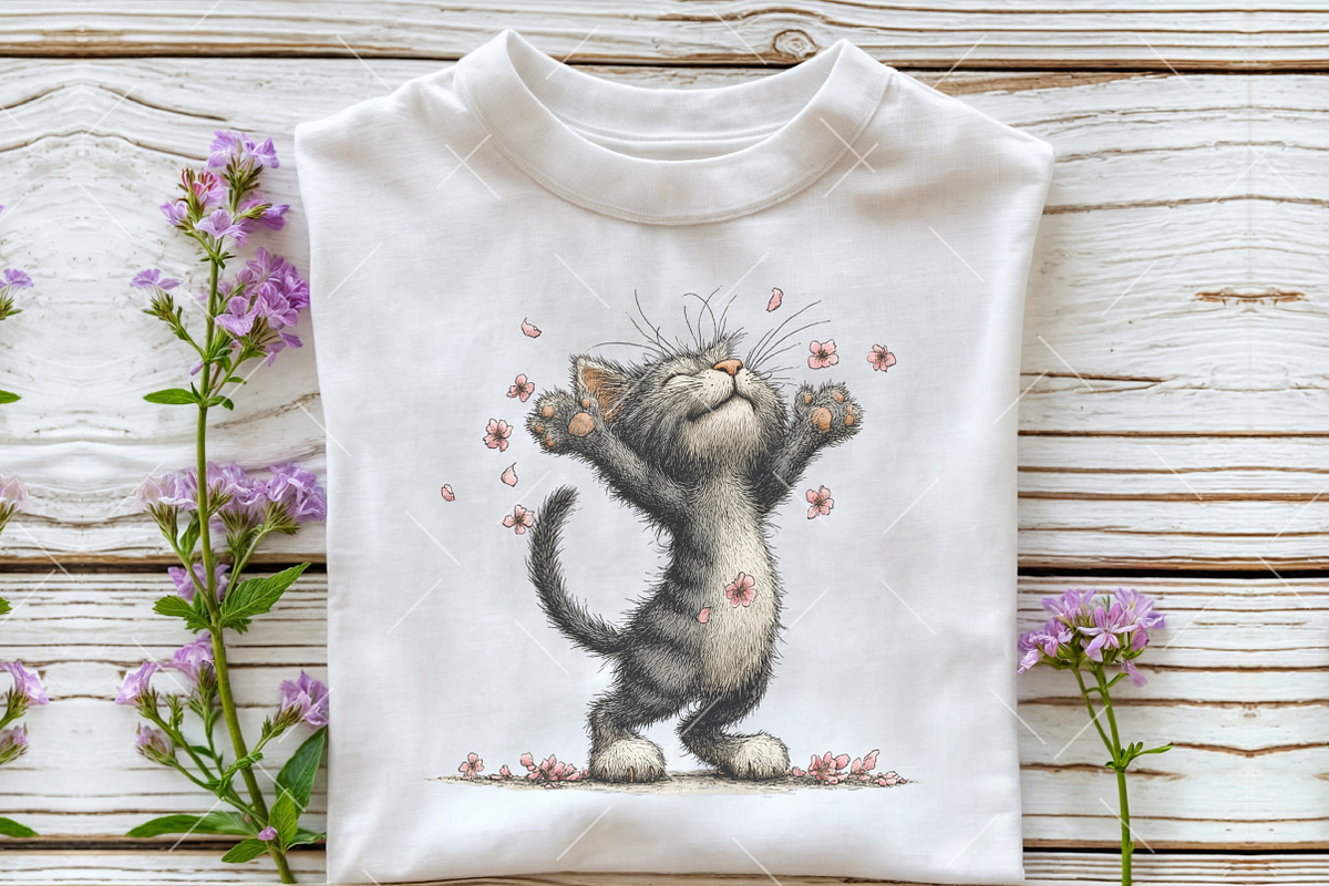 Whimsical Spring Cat Clipart, an Illustration by OK Design (Photo 5 of 6)