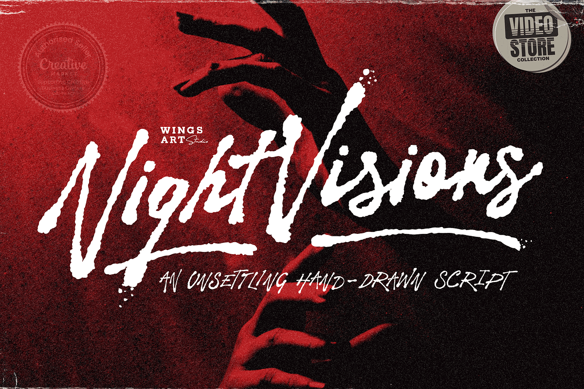 Night Visions: Brush Script Font, a Script Font by Wingsart Studio (Photo 1 of 15)