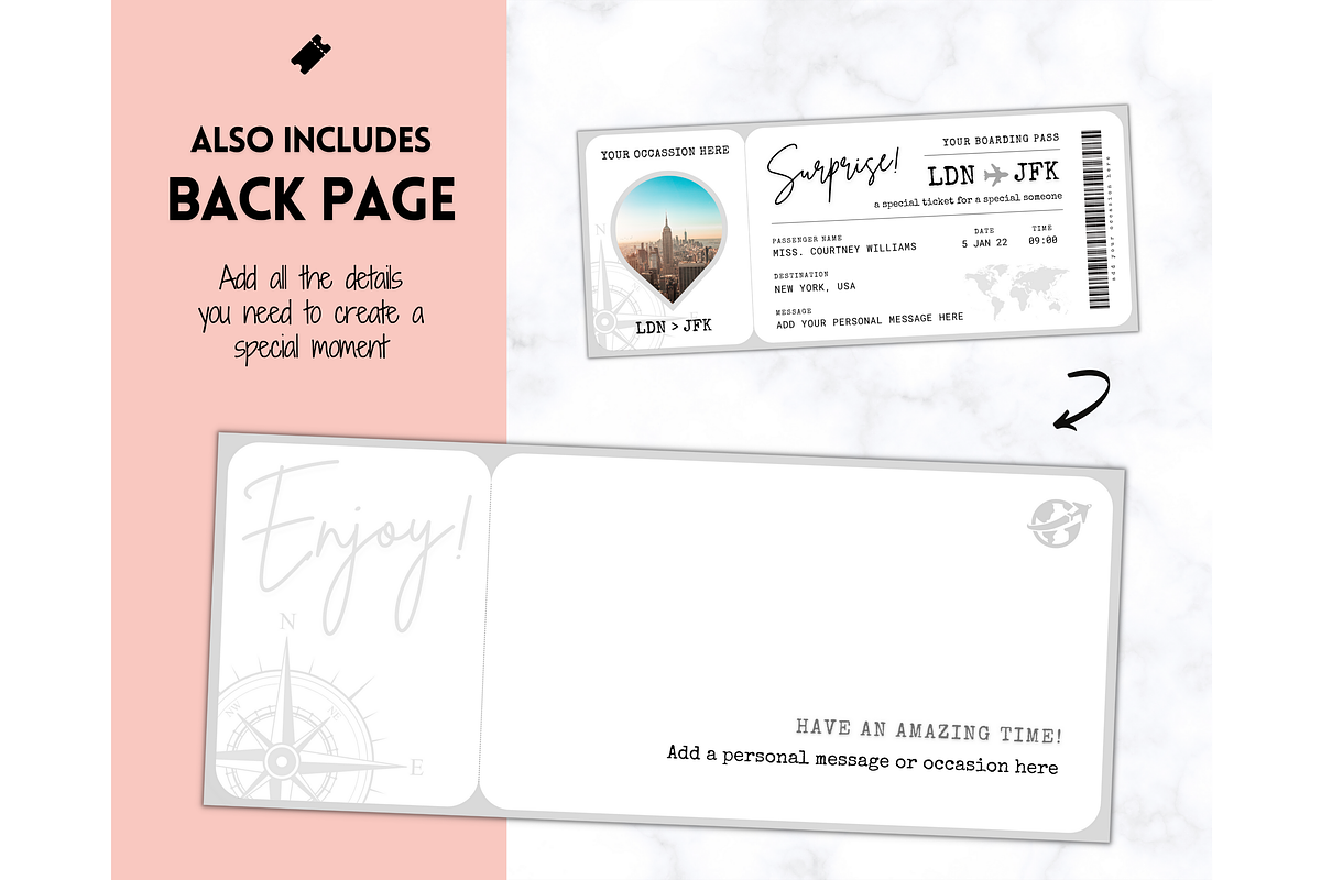 EDITABLE Boarding Pass Template, a Templates & Theme by Templatables (Photo 3 of 8)