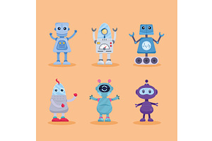 six robots electrics icons, a Technology Illustration by studiogstock