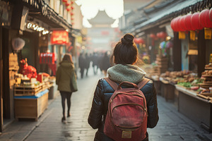 Busy street markets in Beijing, a Photo by Pavel_design