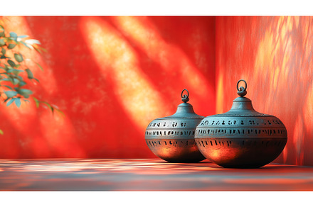 Ornate Metal Pots with Shadows on, a Holiday Photo by Rodica Ciorba