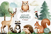 Woodland Animals. Watercolor Clipart, an Illustration by Hanna's ArtLab (Thumbnail 1 of 4)