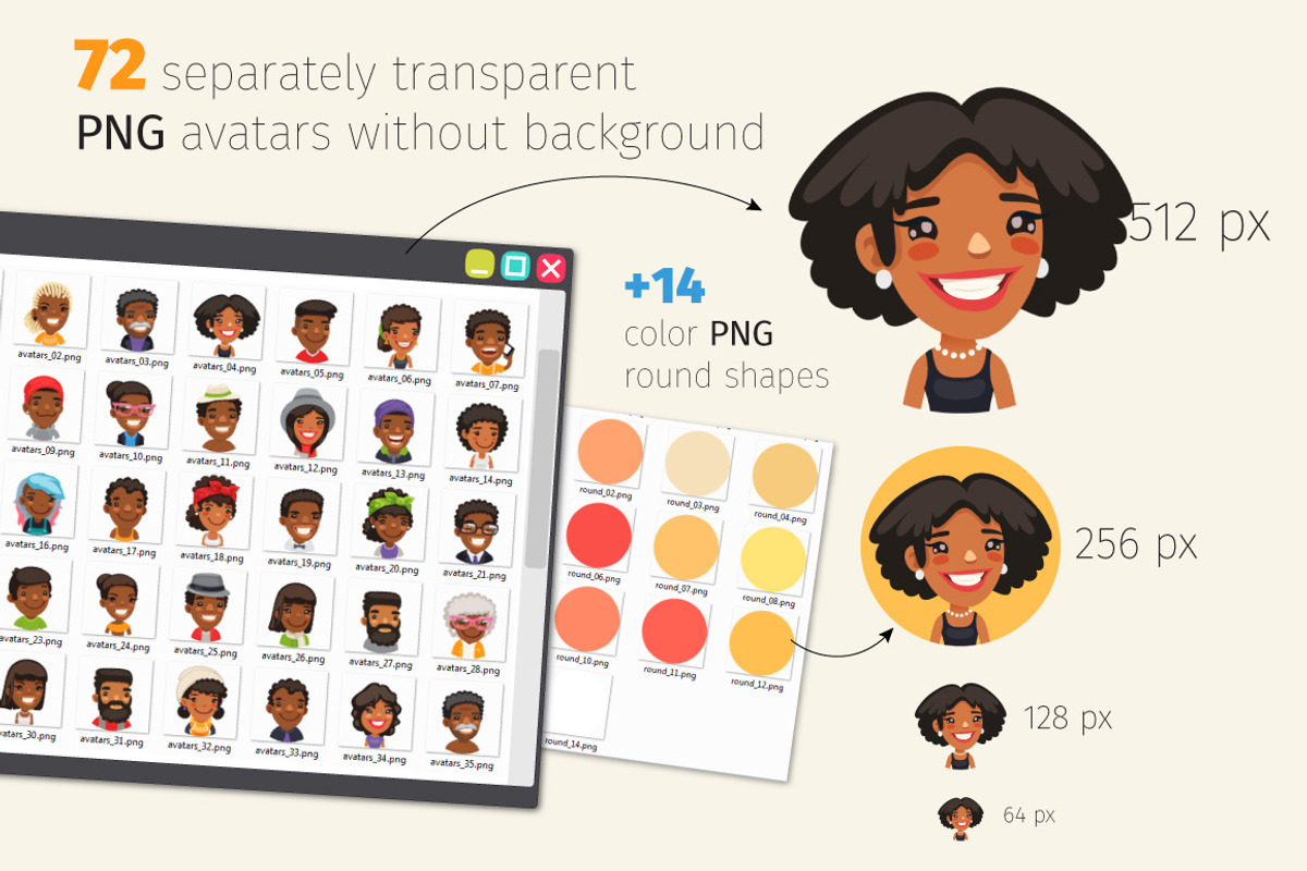 African American Round Avatars, an Emoji Icon by Voysla's Shop (Photo 4 of 4)