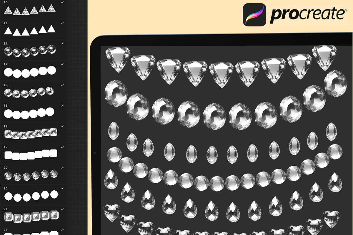 130 Procreate Diamonds Brushes, a Brush Add-On by DrawingStoryShop (Photo 4 of 6)