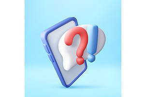Smartphone with 3d question and, an Object Illustration by Abscent