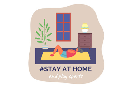 Stay at home and play sports, woman, a School & Education Photo by robuart