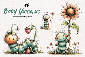 Summer Caterpillar Clipart PNG, an Illustration by CreationArt