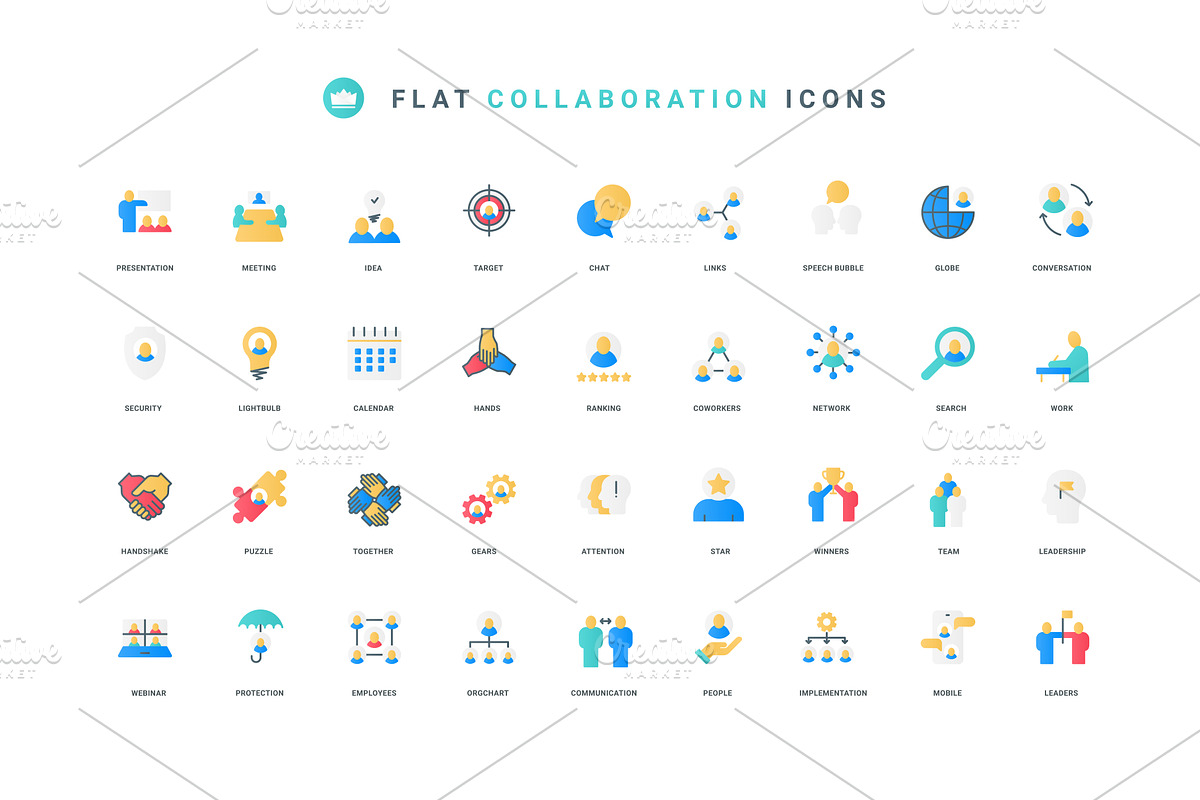 Collaboration teamwork chat icons, an Object Illustration by Lemberg Vector