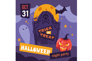 Halloween invitational flyer. Vector