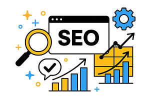 Vector illustration depicting SEO, a Technology Illustration by ZinetroN