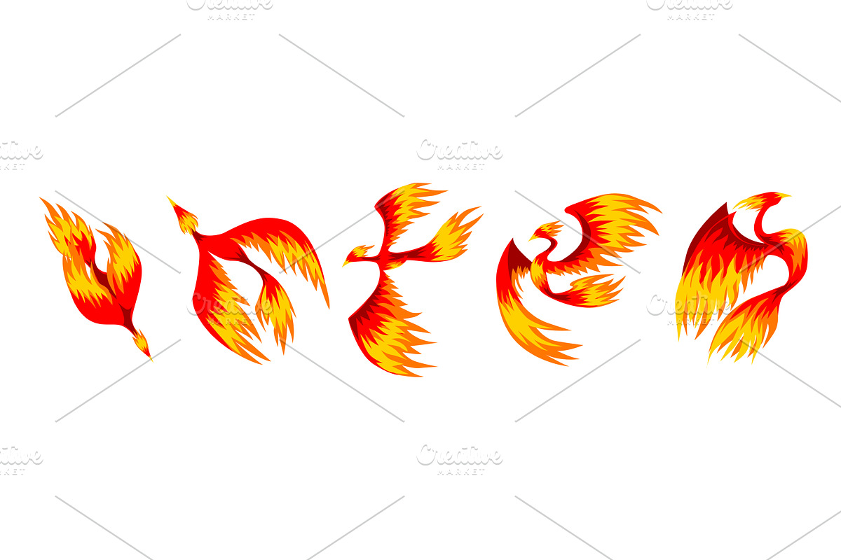 Phoenix Bird with Flame and Fire, an Animal Illustration by TopVectors