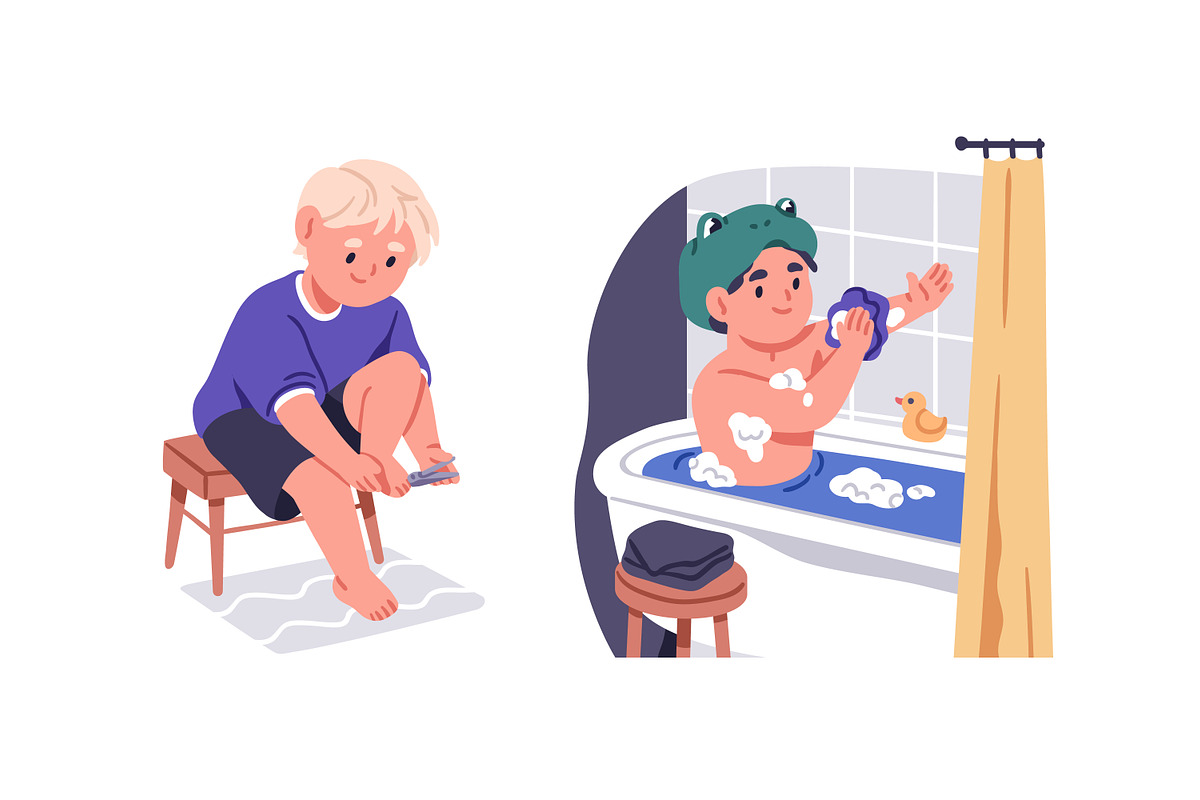 Kids hygiene routine set, a Person Illustration by Good Studio (Photo 2 of 6)