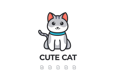 Cute Cat Logo Design